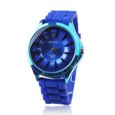 Relógio Moderno com Bracelete de Silicone Azul